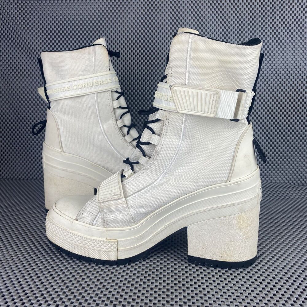 Converse Soho Survivor Heeled Platform Boots Womens 6 White Combat Boots Casual - Picture 4 of 9